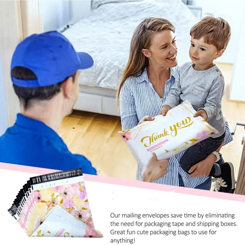 20 pack 10x13 THANK YOU floral poly mailers. Self sealing. Waterproof